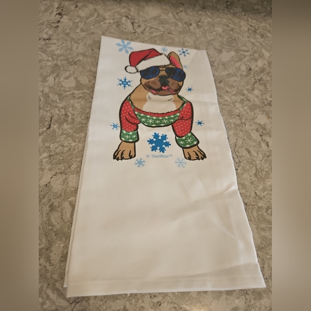 French Bulldog Christmas Dish Tea Towel - Bulldog Gifts  Christmas